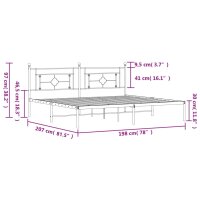 vidaXL Bettgestell mit Kopfteil Metall Schwarz 193x203 cm