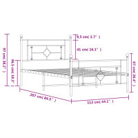 vidaXL Bettgestell mit Kopf- und Fu&szlig;teil Metall Schwarz 107x203 cm