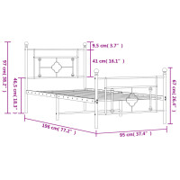 vidaXL Bettgestell mit Kopf- und Fu&szlig;teil Metall Wei&szlig; 90x190 cm