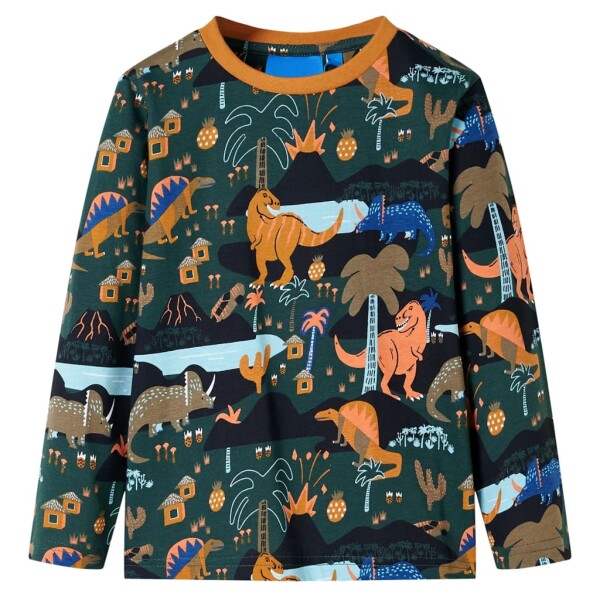 Kinderpyjama mit Langen &Auml;rmeln Dinosaurier-Motiv Dunkelgr&uuml;n 92