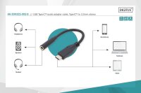 DIGITUS USB 3.2 Gen1 Adapter-Kabel - 0.2 m - USB C (St) zu 3.5 mm Klinke (Bu) - 5 Gbit/s - USB-Adapter - Schwarz