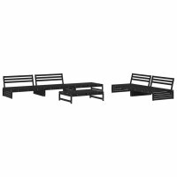 vidaXL 6-tlg. Garten-Lounge-Set Schwarz Massivholz Kiefer