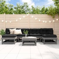 vidaXL 7-tlg. Garten-Lounge-Set Grau Massivholz Kiefer