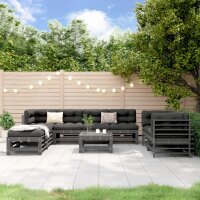 vidaXL 9-tlg. Garten-Lounge-Set Grau Massivholz Kiefer