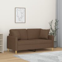 vidaXL 2-Sitzer-Sofa mit Zierkissen Braun 140 cm Stoff