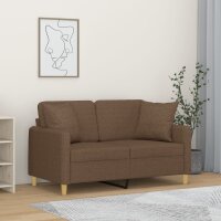 vidaXL 2-Sitzer-Sofa mit Zierkissen Braun 120 cm Stoff