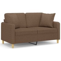 vidaXL 2-Sitzer-Sofa mit Zierkissen Braun 120 cm Stoff