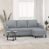 vidaXL 3-Sitzer-Sofa mit Hocker Hellgrau 180 cm Stoff