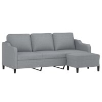 vidaXL 3-Sitzer-Sofa mit Hocker Hellgrau 180 cm Stoff