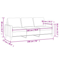 vidaXL 3-Sitzer-Sofa Dunkelgrau 180 cm Samt