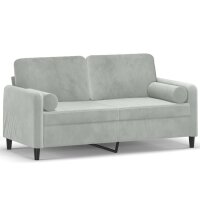 vidaXL 2-Sitzer-Sofa mit Zierkissen Hellgrau 140 cm Samt