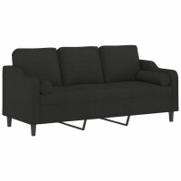 vidaXL 3-Sitzer-Sofa mit Zierkissen Schwarz 180 cm Stoff