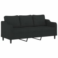 vidaXL 3-Sitzer-Sofa mit Zierkissen Schwarz 180 cm Stoff