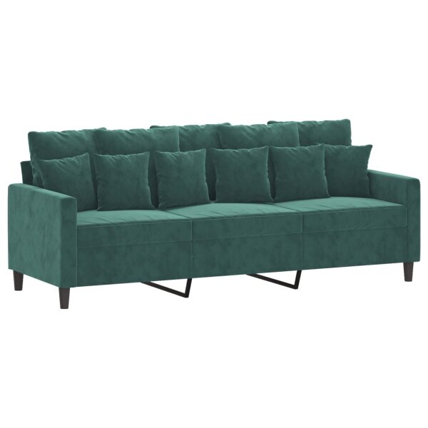 vidaXL 3-Sitzer-Sofa Dunkelgr&uuml;n 180 cm Samt