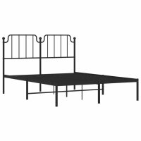 vidaXL Bettgestell mit Kopfteil Metall Schwarz 140x190 cm