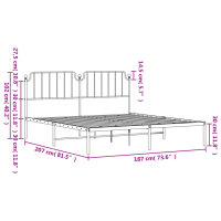 vidaXL Bettgestell mit Kopfteil Metall Wei&szlig; 180x200 cm