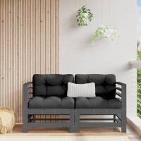 vidaXL Garten-Ecksofas 2 Stk. Grau Massivholz Kiefer