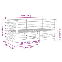 vidaXL Garten-Ecksofas 2 Stk. Grau Massivholz Kiefer