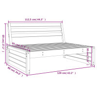 vidaXL Garten-Mittelsofa 120x80 cm Massivholz Kiefer