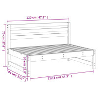 vidaXL Garten-Mittelsofa Grau 120x80 cm Massivholz Kiefer