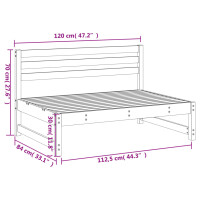 vidaXL Garten-Mittelsofa Schwarz 120x80 cm Massivholz Kiefer