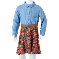 Kinderkleid mit Langen &Auml;rmeln Marineblau und Jeansblau 116