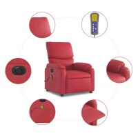 vidaXL Massagesessel Elektrisch Rot Kunstleder