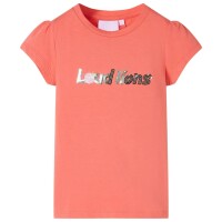 Kinder-T-Shirt mit Fl&uuml;gel&auml;rmeln Korallenrosa 140