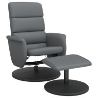 vidaXL Relaxsessel mit Fußhocker Grau Kunstleder