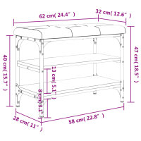 vidaXL Schuhbank Sonoma-Eiche 62x32x47 cm Holzwerkstoff