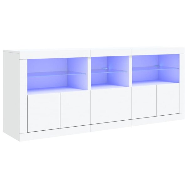 vidaXL Sideboard mit LED-Leuchten Weiß 162x37x67 cm