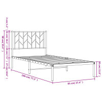 vidaXL Bettgestell mit Kopfteil Metall Schwarz 90x190 cm