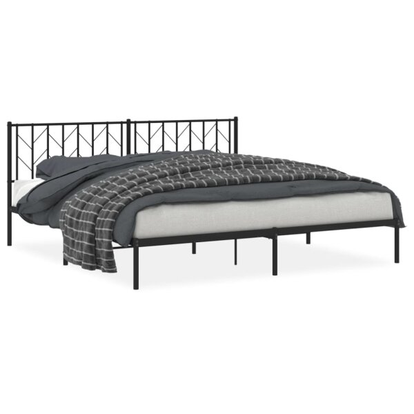 vidaXL Bettgestell mit Kopfteil Metall Schwarz 193x203 cm