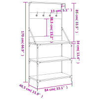 vidaXL B&auml;ckerregal mit Haken 4 B&ouml;den R&auml;uchereiche Holzwerkstoff