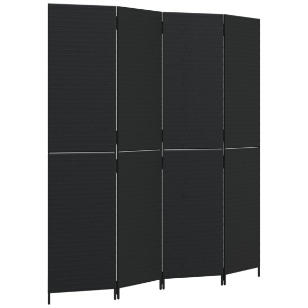 vidaXL Paravent 4-tlg. Schwarz Poly Rattan