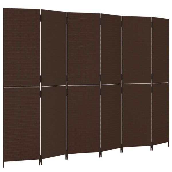 vidaXL Paravent 6-tlg. Braun Poly Rattan