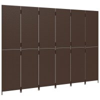 vidaXL Paravent 6-tlg. Braun Poly Rattan