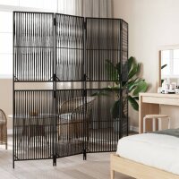 vidaXL Paravent 4-tlg. Schwarz Poly Rattan