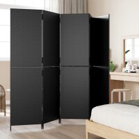 vidaXL Paravent 5-tlg. Schwarz Poly Rattan