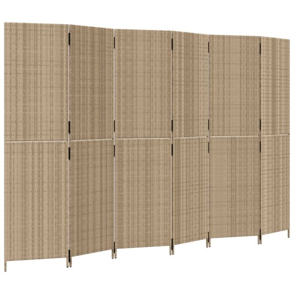 vidaXL Paravent 6-tlg. Beige Poly Rattan