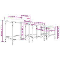 vidaXL Satztische 3 Stk. Grau Sonoma Holzwerkstoff