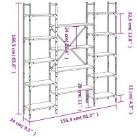 vidaXL B&uuml;cherregal Sonoma-Eiche 155,5x24x166,5 cm Holzwerkstoff