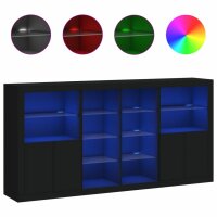 vidaXL Sideboard mit LED-Leuchten Schwarz 202x37x100 cm