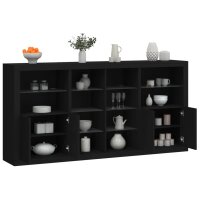 vidaXL Sideboard mit LED-Leuchten Schwarz 202x37x100 cm