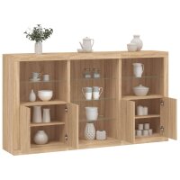 vidaXL Sideboard mit LED-Leuchten Sonoma-Eiche...