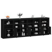 vidaXL Sideboard mit LED-Leuchten Schwarz 283x37x100 cm