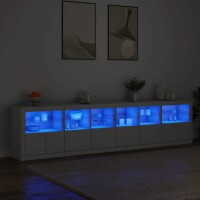 vidaXL Sideboard mit LED-Leuchten Weiß 283x37x67 cm