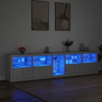 vidaXL Sideboard mit LED-Leuchten Weiß 283x37x67 cm