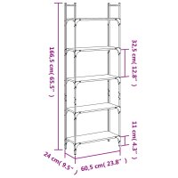 vidaXL B&uuml;cherregal 5 B&ouml;den R&auml;uchereiche 60,5x24x166,5 cm Holzwerkstoff