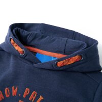 Kinder-Kapuzenpullover Marineblau Melange und Orange 92